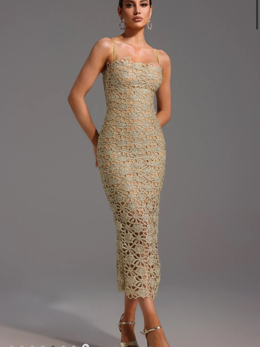 Lelia Sleeveless Hollow Out Slit Midi Dress